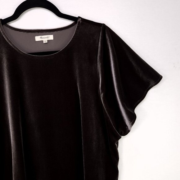 Madewell Velvet Butterfly Top Size Medium Dolman Flutter Short Sleeve - Picture 5 of 12